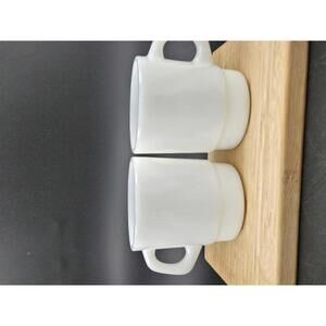 Vintage Termocrisa Mexico White Milk Glass Stacking Mugs Set of 2 (3.5 in)